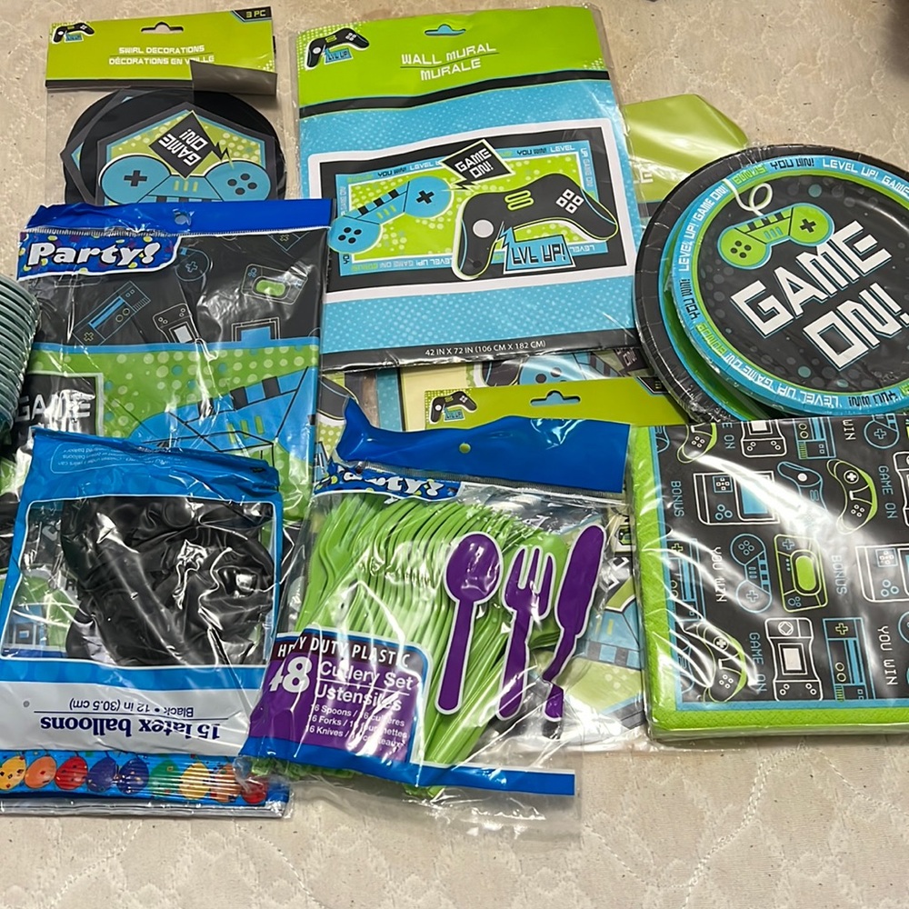 Game on party set for boys come with .